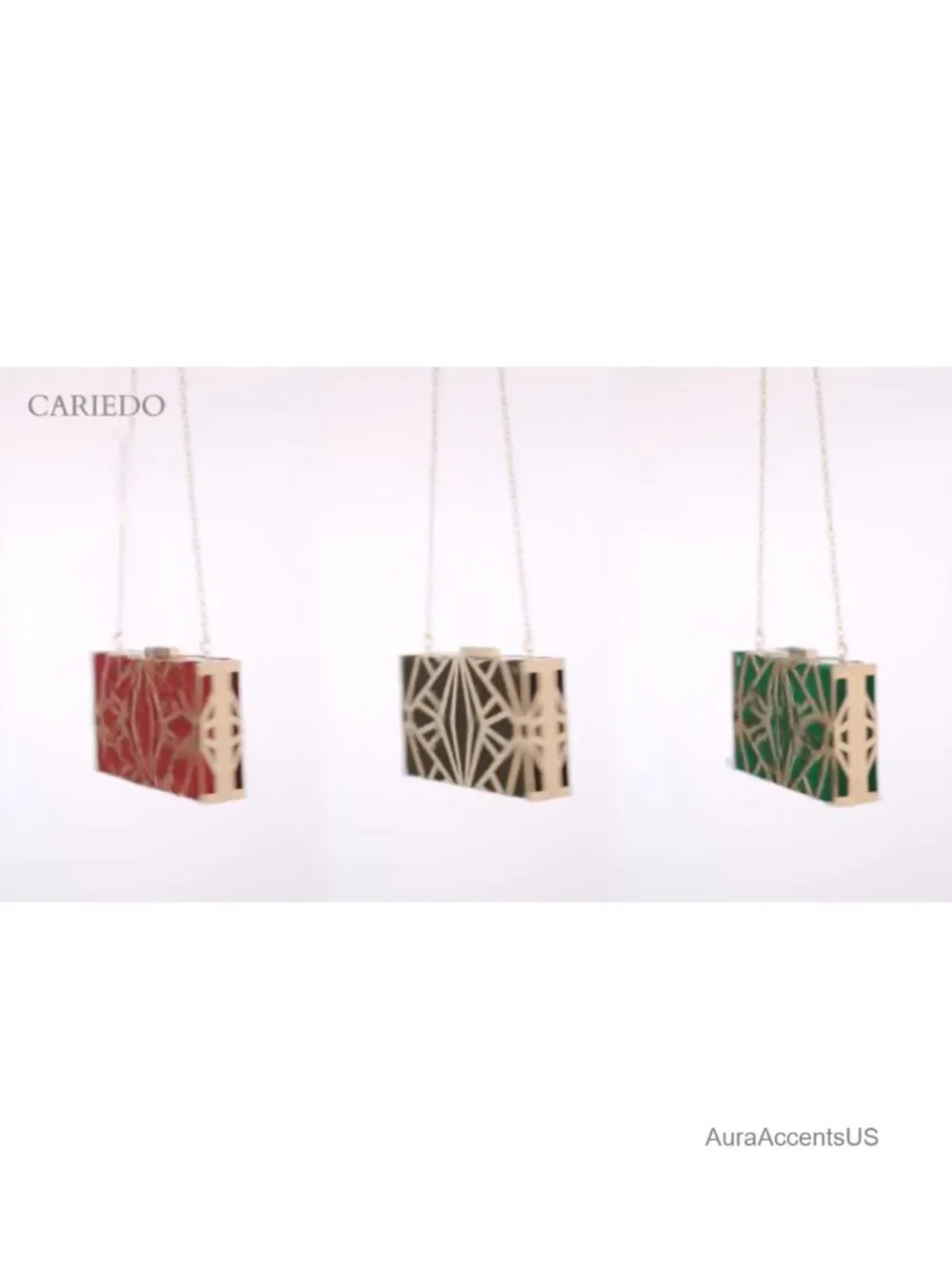 Exquisite Velvet Metal Hollow Out Evening Clutch Purse with Chain